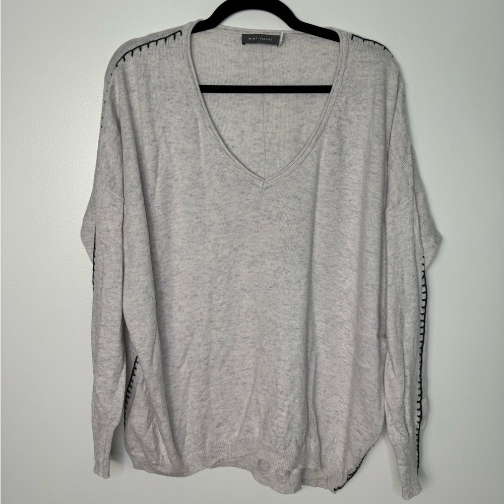 Mint velvet heather gray cashmere lightweight sweater size medium